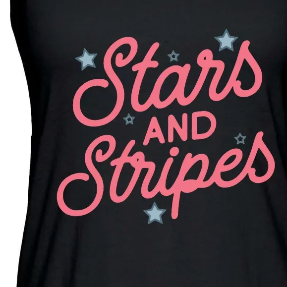 American Flag Stars And Stripes Ladies Essential Flowy Tank