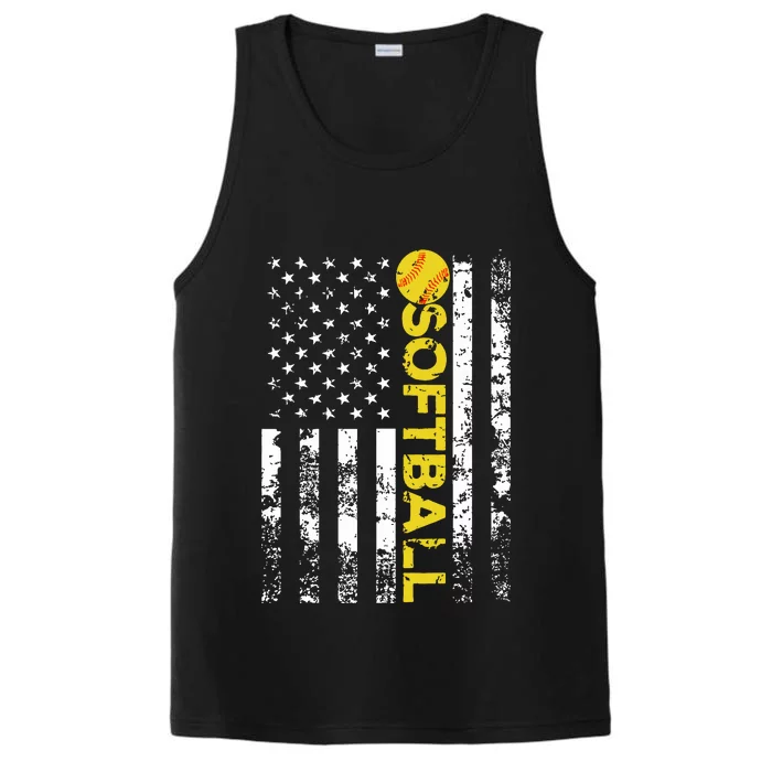 American Flag Softball Team Gift Performance Tank