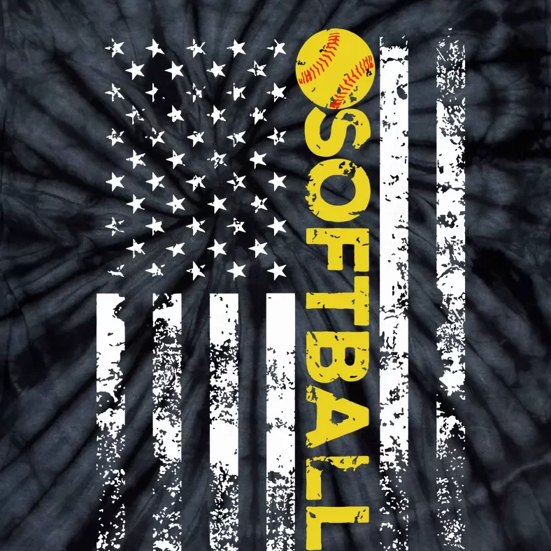 American Flag Softball Team Gift Tie-Dye T-Shirt