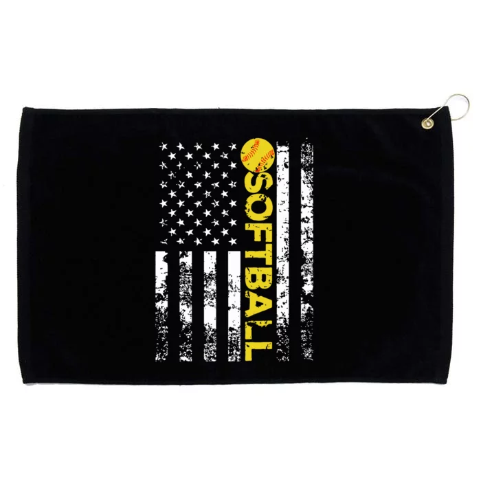 American Flag Softball Team Gift Grommeted Golf Towel