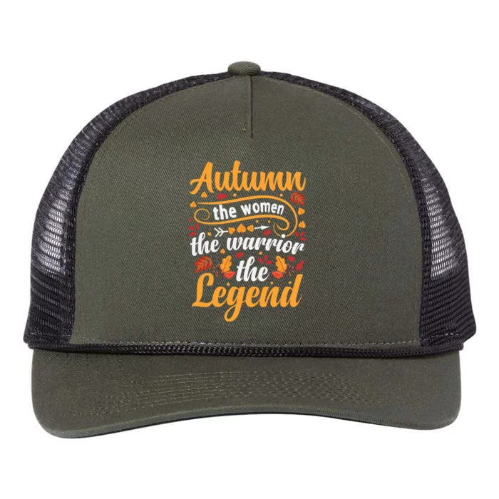 Autumn Fall Season Legend Graphic Retro Rope Trucker Hat Cap