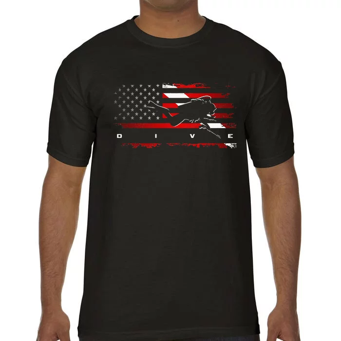 American Flag Scuba Diving Apparel Scuba Diving Comfort Colors T-Shirt