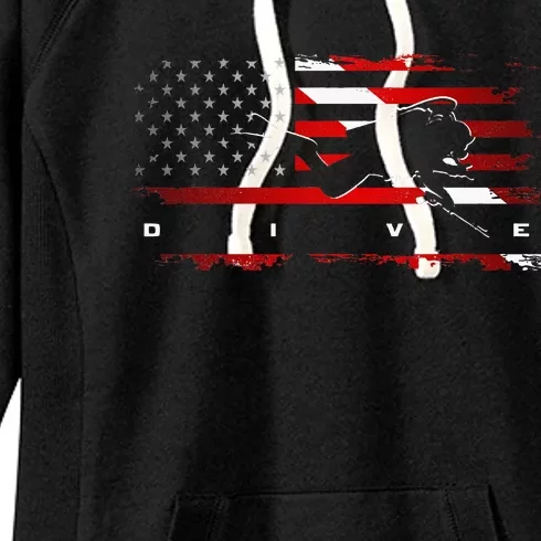 American Flag Scuba Diving Apparel Scuba Diving Women's Fleece Hoodie