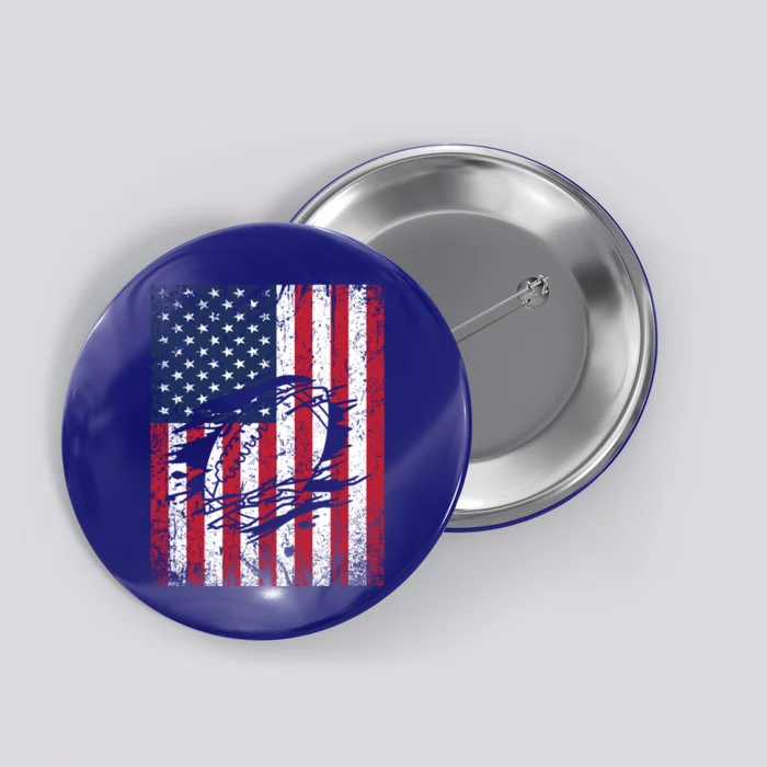 American Football Season Usa Flag Game Day Gift Button