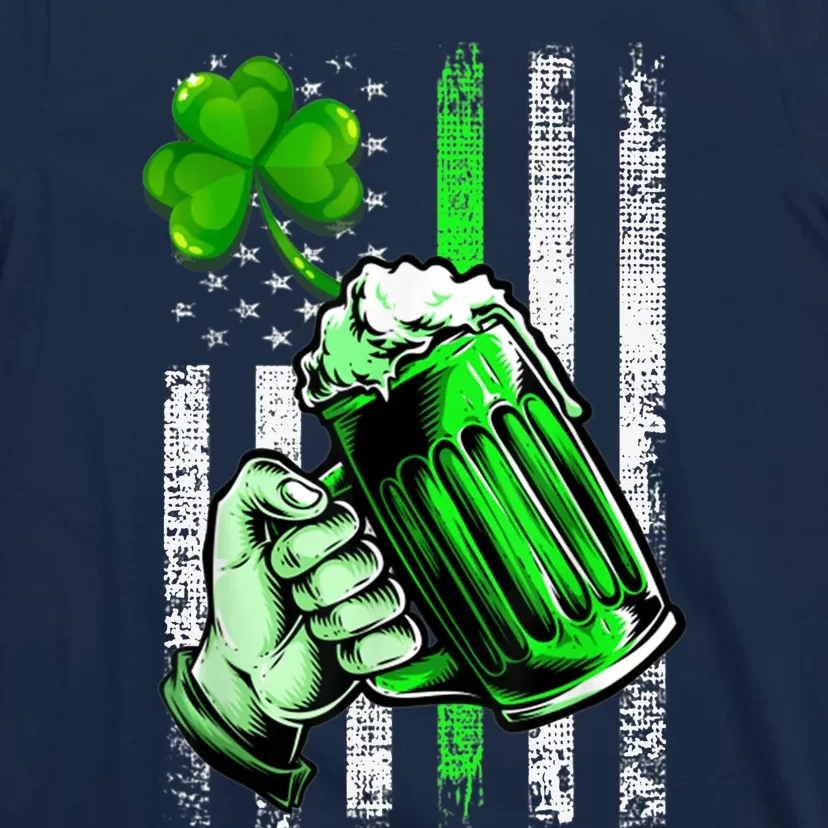 American Flag Saint Patrick's Day Beer Cup Lucky Shamrock T-Shirt