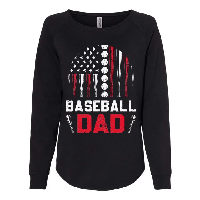 American Flag Softball Baseball Dad Gift Ball Fathers Day Gift Womens California Wash Sweatshirt