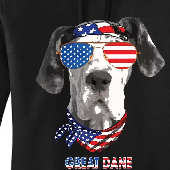 American Flag Shirts Great Dane Dog Lover Gifts Women's Pullover Hoodie