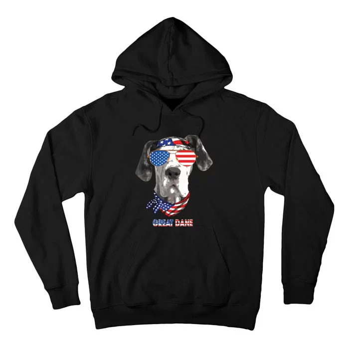 American Flag Shirts Great Dane Dog Lover Gifts Tall Hoodie