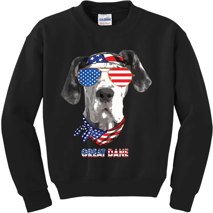 American Flag Shirts Great Dane Dog Lover Gifts Kids Sweatshirt