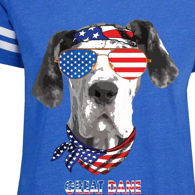 American Flag Shirts Great Dane Dog Lover Gifts Enza Ladies Jersey Football T-Shirt