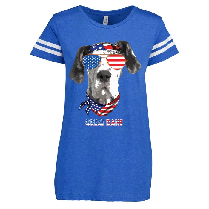 American Flag Shirts Great Dane Dog Lover Gifts Enza Ladies Jersey Football T-Shirt