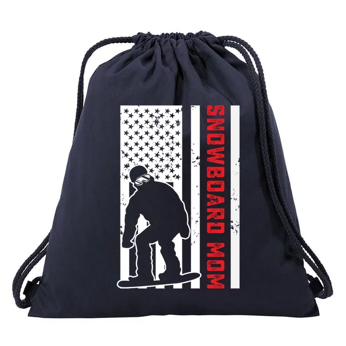 American Flag Snowboarding Mom Snowboarder Mama Snowboard Meaningful Gift Drawstring Bag