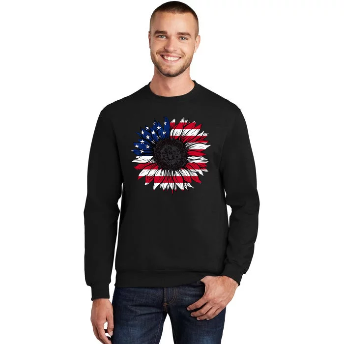 American Flag Sunflower 4th of July Independence USA Day Sweatshirt