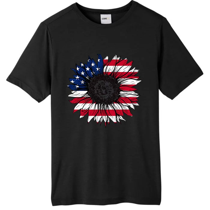 American Flag Sunflower 4th of July Independence USA Day ChromaSoft Performance T-Shirt