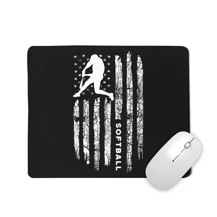 American Flag Softball Clothing Vintage Softball Mousepad