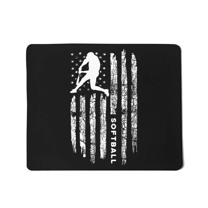 American Flag Softball Clothing Vintage Softball Mousepad