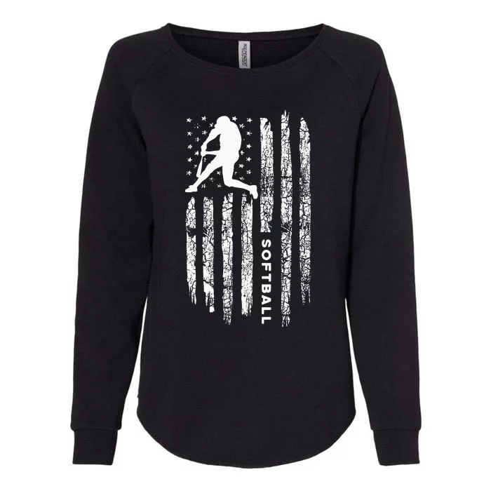 American Flag Softball Clothing Vintage Softball Womens California Wash Sweatshirt