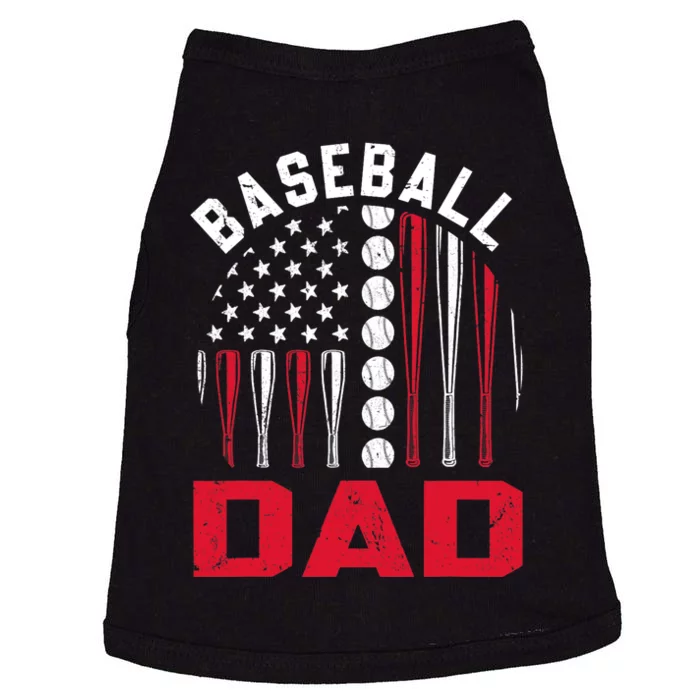 American Flag Softball Baseball Dad Gift Ball Father's Day Doggie Tank