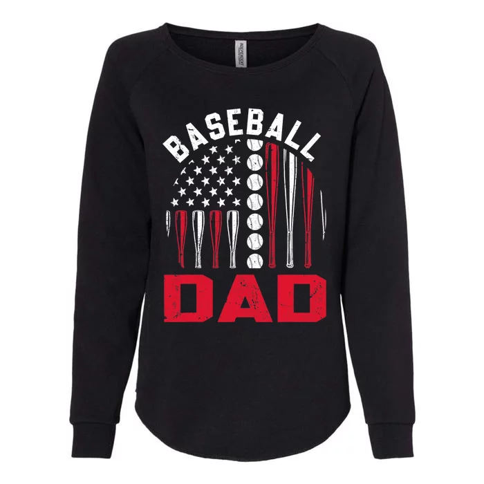 American Flag Softball Baseball Dad Gift Ball Father's Day Womens California Wash Sweatshirt