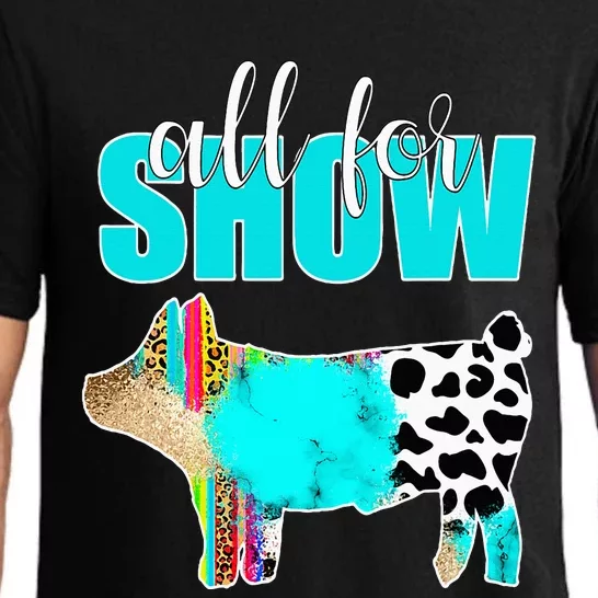 All For Show Livestock Pig Swine Cow Print Serape Turquoise Pajama Set