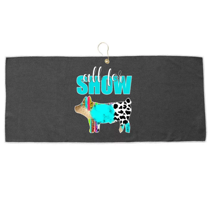 All For Show Livestock Pig Swine Cow Print Serape Turquoise Large Microfiber Waffle Golf Towel