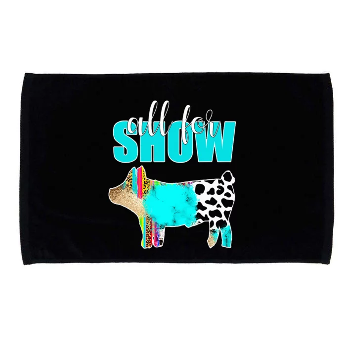 All For Show Livestock Pig Swine Cow Print Serape Turquoise Microfiber Hand Towel