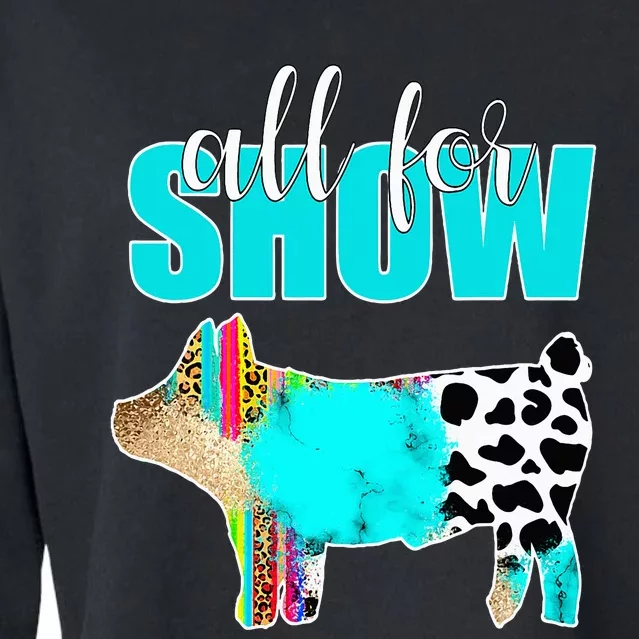 All For Show Livestock Pig Swine Cow Print Serape Turquoise Cropped Pullover Crew