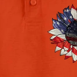 American Flag Sunflower 4th Of July Dry Zone Grid Performance Polo