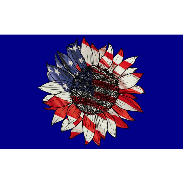 American Flag Sunflower 4th Of July Bumper Sticker