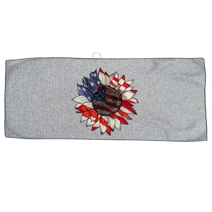 American Flag Sunflower 4th Of July Large Microfiber Waffle Golf Towel