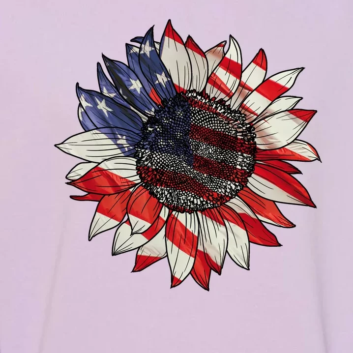 American Flag Sunflower 4th Of July Garment-Dyed Sweatshirt