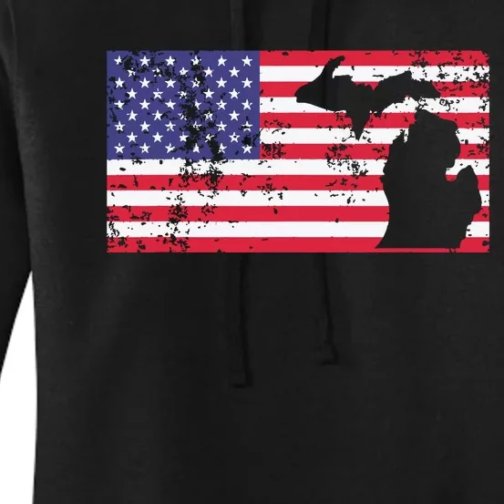 American Flag State Of Michigan Usa Fourth Of July Women's Pullover Hoodie