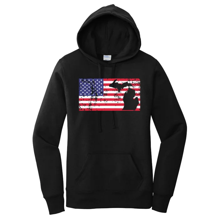 American Flag State Of Michigan Usa Fourth Of July Women's Pullover Hoodie