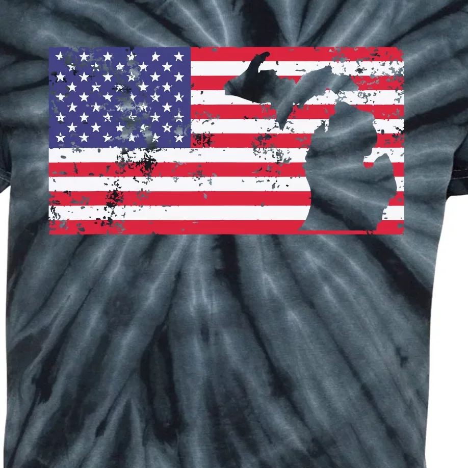 American Flag State Of Michigan Usa Fourth Of July Kids Tie-Dye T-Shirt