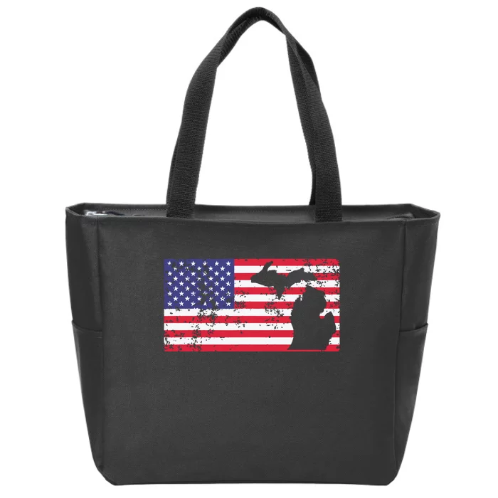 American Flag State Of Michigan Usa Fourth Of July Zip Tote Bag