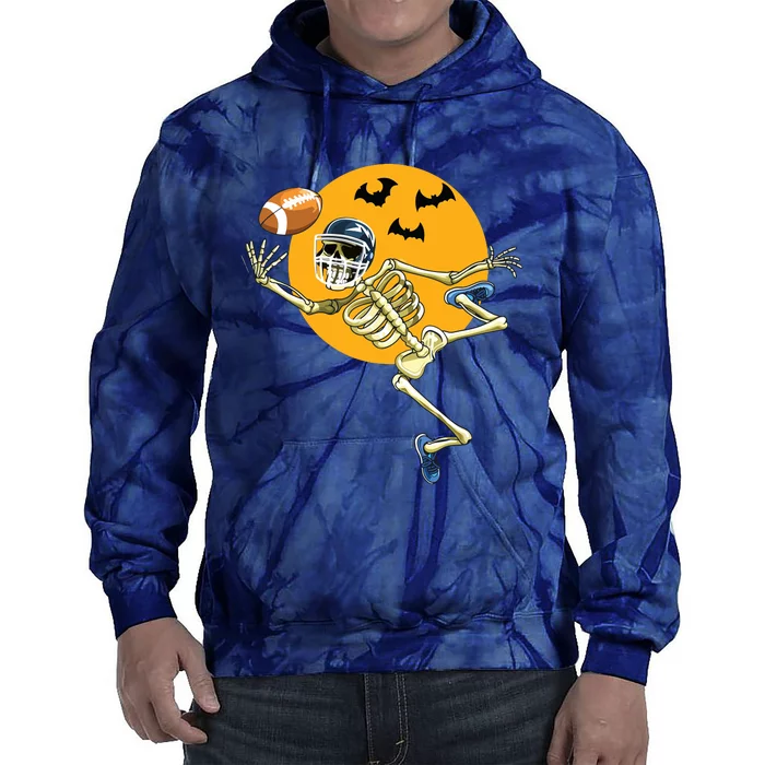 American Football Skeleton Halloween Boy Football Fan Tie Dye Hoodie