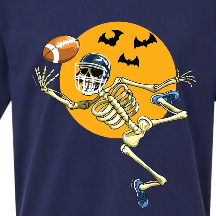 American Football Skeleton Halloween Boy Football Fan Sueded Cloud Jersey T-Shirt