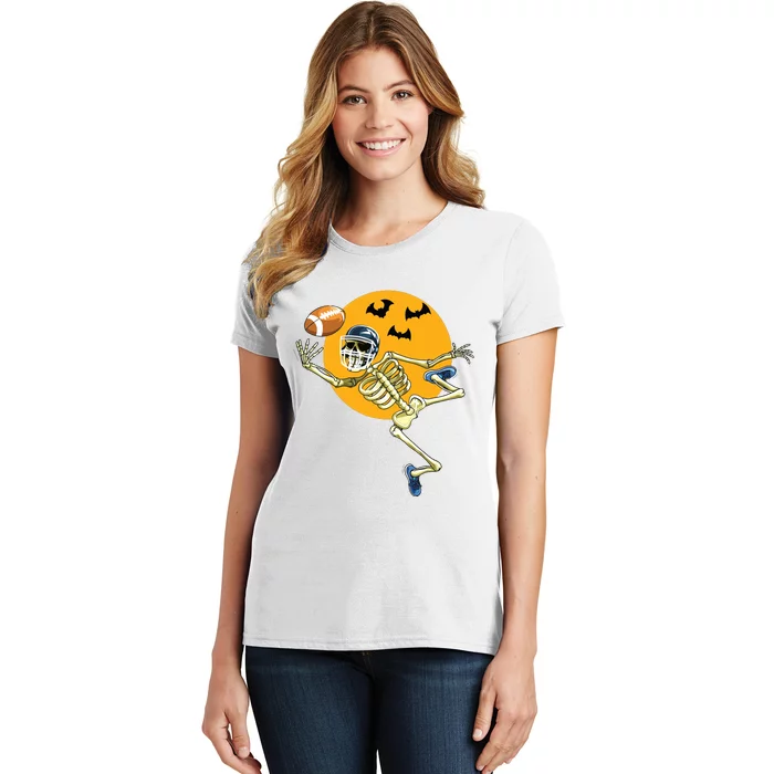 American Football Skeleton Halloween Boy Football Fan Women's T-Shirt