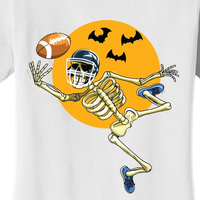 American Football Skeleton Halloween Boy Football Fan Women's T-Shirt