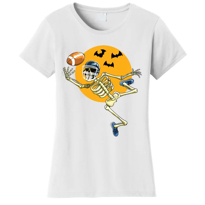 American Football Skeleton Halloween Boy Football Fan Women's T-Shirt