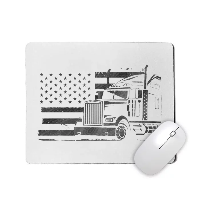 American Flag Semi Truck Driver 18 Wheeler Patriotic Trucker Mousepad