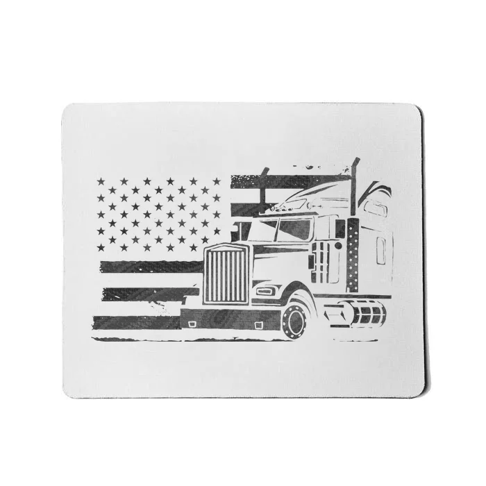 American Flag Semi Truck Driver 18 Wheeler Patriotic Trucker Mousepad