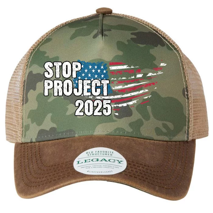 American Flag Stop Project 2025 Anti Trump Legacy Tie Dye Trucker Hat