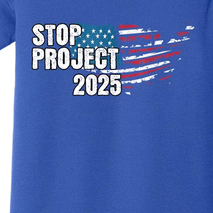 American Flag Stop Project 2025 Anti Trump Baby Bodysuit