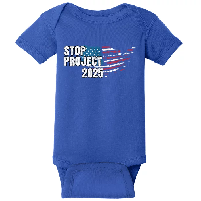 American Flag Stop Project 2025 Anti Trump Baby Bodysuit