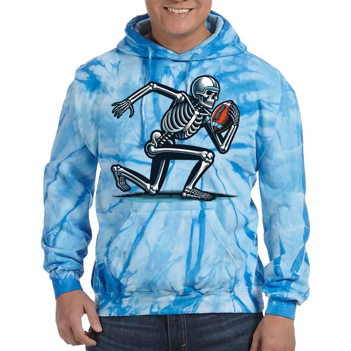 American Football Skeleton Boy Football Fan Halloween Tie Dye Hoodie