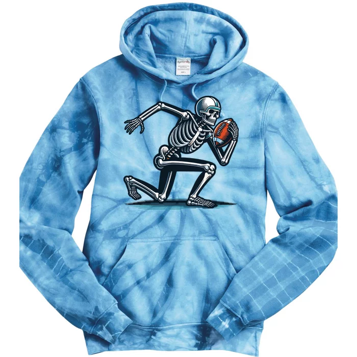 American Football Skeleton Boy Football Fan Halloween Tie Dye Hoodie