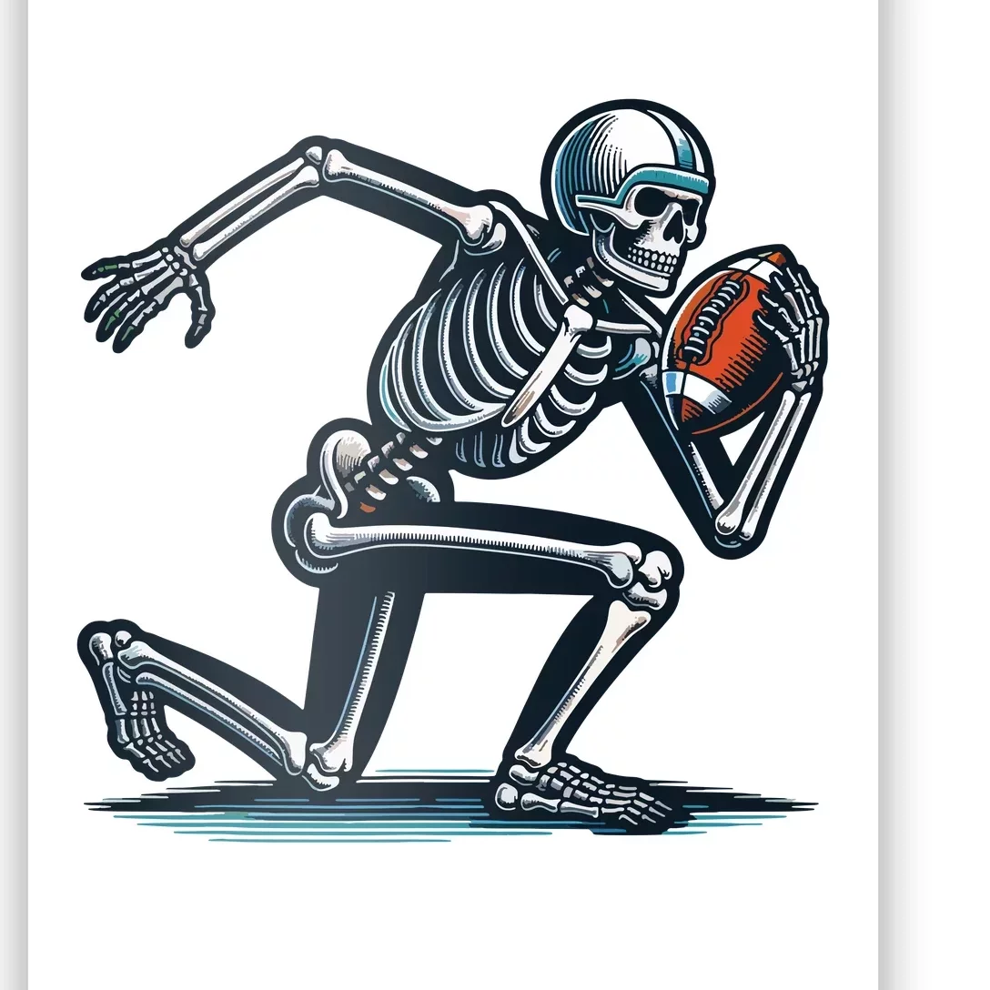 American Football Skeleton Boy Football Fan Halloween Poster