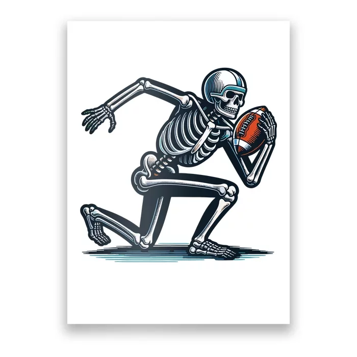 American Football Skeleton Boy Football Fan Halloween Poster