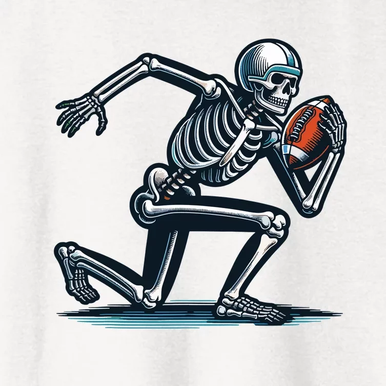 American Football Skeleton Boy Football Fan Halloween Women's Crop Top Tee